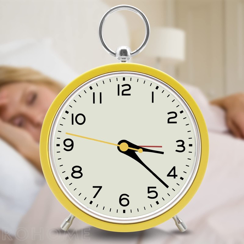 Rohome Silent Table Analog Alarm Clock No Ticking Battery Operated