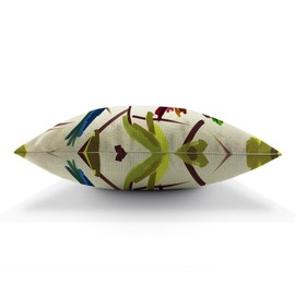 (Color 05) - HGOD DESIGNS Bird Pillow Cover, Lots Of Watercolour Bird Rest on the Tree Cotton Linen Cushion Cover Square Standard Home Decorative Throw Pillow for Men/Women/Kids 46cm x 46cm Green Teal