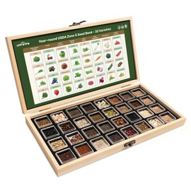 Lush&Dew Year-Round USDA Zone 5 Seed Bank, 32 Varieties Non-GMO Seeds of Vegetables, Herbs, Flowers, Fruits, Gardening Gifts, Emergency, Survival Gear Food, Indoor Outdoors Gardening (USDA Zone 5)
