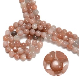 94Pcs (2Pcs/Set) 8mm Multi-Color Peach Moonstone Smooth Round Beads Natural Stone Beads AAA Grade Premium Round Gemstone Genuine Real Stone Loose for DIY Bracelet Jewelry String Making
