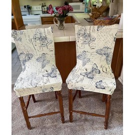 SearchI Bar Stool Covers Set of 4, Stretch Washable Barstool Seat Covers, Counter Height Chair Covers for Kitchen Dining Room Cafe (Flowers Butterfly)