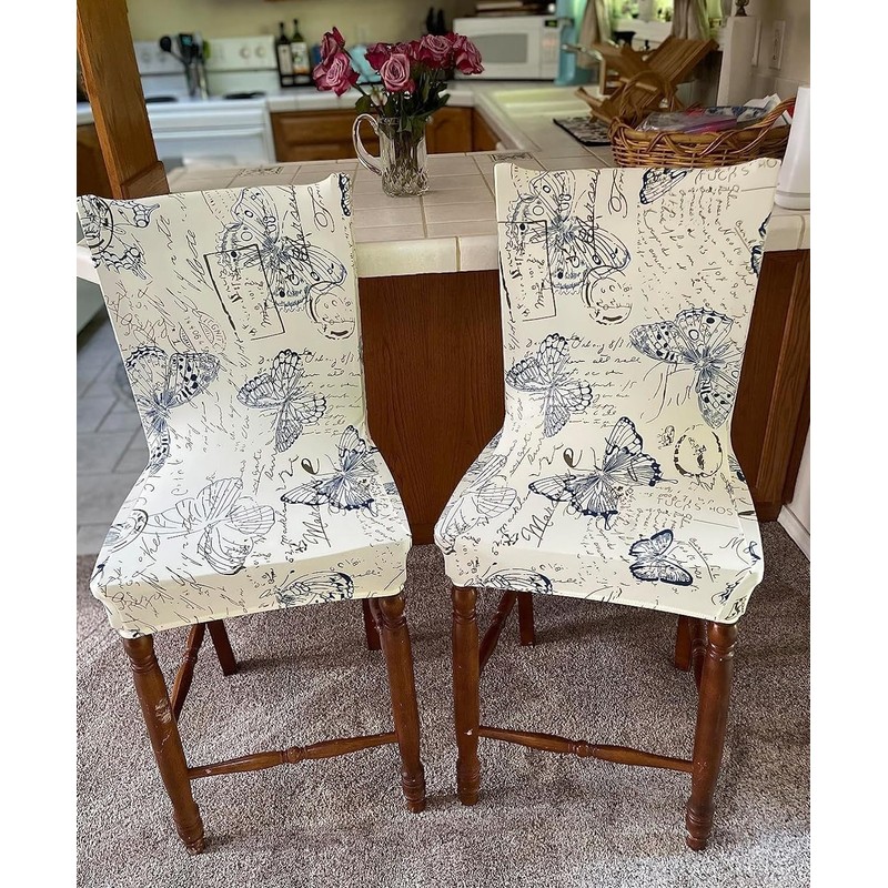 SearchI Bar Stool Covers Set of 4, Stretch Washable Barstool