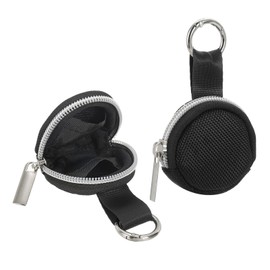 sourcing map Portable Ring Organizer Case with Keychain, Anti-Lost Traveling Ring Holder Storage Bag Small Organizer Case for Mini Necklace Earrings Jewelry, Black