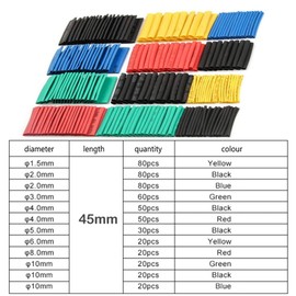 Yosuagr 530 Pieces Heat Shrink Tube Assortment Set, Heat Shrink Tubes 2:1, Cable Repair Kit, Coloured Insulation Hose for Cable Connecting Electrician Workshop Tool (530 Pieces, 5 Colours)