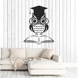 Large Vinyl Wall Decal Owl Book School Classroom Science Art Decor Stickers Mural (ig5169) Black