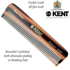 Kent A FOT Handmade All Fine Tooth Saw Cut Beard Comb - Pocket Comb and Travel Comb - Styling Comb or Wet Comb for Fine or Thinning Hair, Beard Care, and Hair Care for the Essential Kent Beard Kit