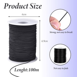 100 m Schwarze Nylon Schmuckband,Nylonschnur für Armbänder,Schnur Schwarz,Reißfest Schnur,für Armbänder Perlen Auffädeln Halskette Schmuckherstellung DIY Handwerk,Handwerk Nylonschnur(Schwarz)