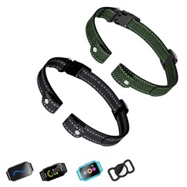 Aikko Dog Shock Collar Replacement Straps - Nylon Adjustable E-Collar with Quick Release Buckle, Fits Small Medium Large Dogs, Compatible with Most Training Bark Collars (Black & Light Green)