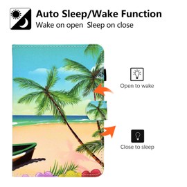 Dteck Case for (10th Generation, 2020) Fire HD 8 /Fire HD 8 Plus Tablet - Slim Lightweight Synthetic Leather Magnetic Closure Smart Stand Wallet Folio Fold Cover with Auto Wake Sleep (Summer Beach)