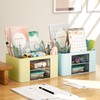 Marbrasse Pen Organizer with 2 Drawer, Multi-Functional Pencil Holder for