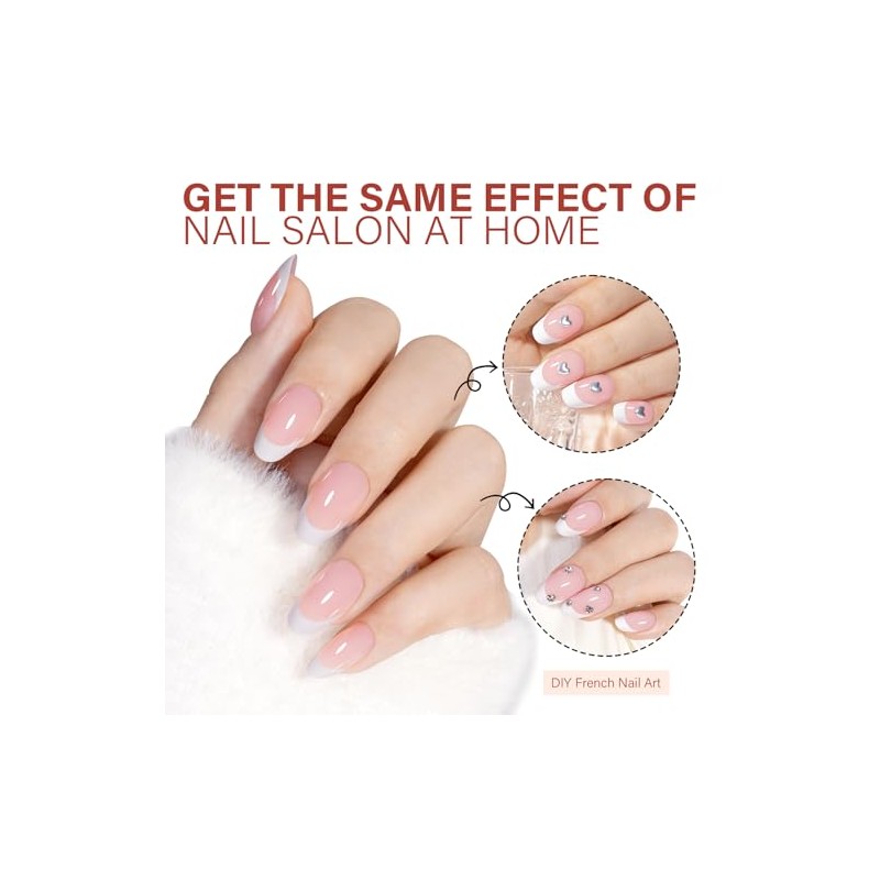 AILLSA Uñas francesas de gel, 180 unidades, uñas francesas rosas,