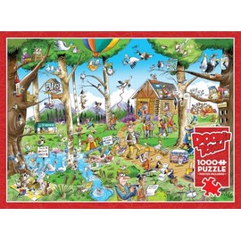 Cobble Hill 1000 Piece Puzzle - DoodleTown: Birdwatcher's Paradise - Sample Poster Included