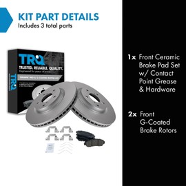 TRQ Front Premium Ceramic Brake Pad & Coated Rotor Set Compatible with 11-14 Honda Odyssey