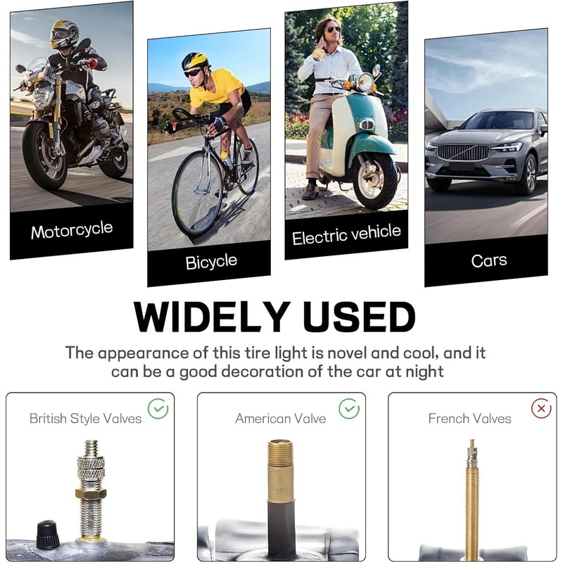 6 piezas de luz para válvula de neumático de coche,