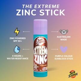 Sun Zapper - Extreme Zinc Stick "Purple Sky" SPF 50+ | Protector Solar Mineral en Stick Mineral a base de zinc color MORADO 15g |Alta pro...