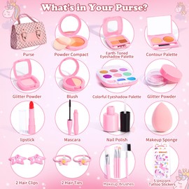 Play Makeup Set for Kids 3-5, Kids Fake Makeup Kit for Girls, Little Girl Make Up Kits 4-6, Fake Make Up Unicorn Toys for Girls Birthday Unicorn Gift, Toddler Toys for 3 4 5 6 7 8 Year Old Girl