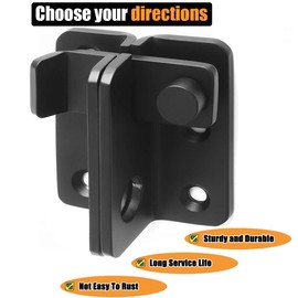 Litensh Flip Latch Slide Bolt Latch Gate Latches Shed Lock Safety Lock Door Bolt Lock Latch for Barn Cabinet Pet Cage Garden Bathroom Garage Window Sliding Door, Right Open (Black, L: 52 x 62)