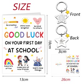 XINDY First Day at School Card, 1st Day Good Luck New Starting School Card Keyring, First Day at School Gifts for Boys Girls