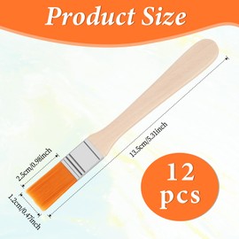 12 Stück Borstenpinsel Set, Pinselset Malerbedarf, 13.5cm Flachpinsel mit Holzgriff für Kunst, Malerei, Lacke, Wandfarbe, Kreidefarbe, Ölgemälde, Entstauben und DIY