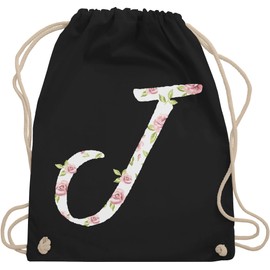 Shirtracer - Gym Bag Backpack - Gift with Initials - Bag - J Roses, 01 black