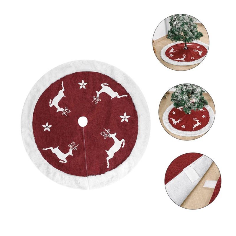 LABRIMP 1pc Plush Xmas Tree Skirt Mat Festive Tree Base