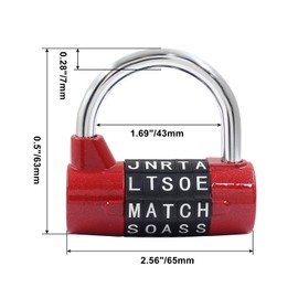 Coufce Letter Combination Lock Gym Locker Safety Padlock Sports Locker Outdoor Waterproof Padlock Master Combination Lock Master Lock Combination Padlock(Red)