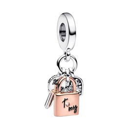 YUMINN Rose Gold Love Lock and Key Charms 925 Sterling Silver for Bracelets and Necklaces Pendant Beads Jewelry Gifts for Women
