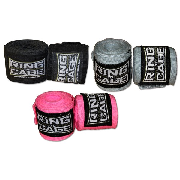 Ring to Cage 120 inches Long Mexican Stretch Handwraps - Pack of 3 Pairs, for Boxing, MMA, Muay Thai, Krav MAGA