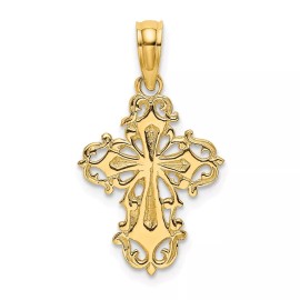 Unbranded 10K Yellow Gold Cut-Out Delicate Cross Pendant