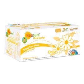 BeeSure BE2330 Floral Face Masks, Daisy Yellow (Pack of 50)