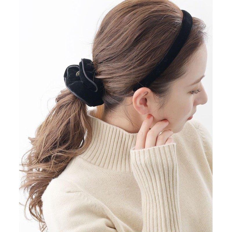 Vingtaine VINGTAINE Color Velour Scrunchie Hair Elastic, Simple Hair Accessory,