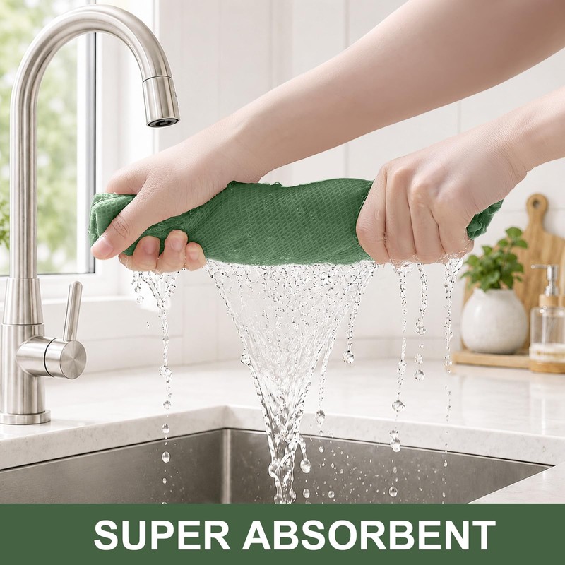 Homaxy 100% Cotton Kitchen Towels and Dishcloths Set - 8