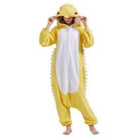 SimZoo Adult Animal Onesie Pajamas, Men and Women's Central Bearded Dragon Animal Cosplay Costume Sleepwear, One-Piece Unisex Homewear Small