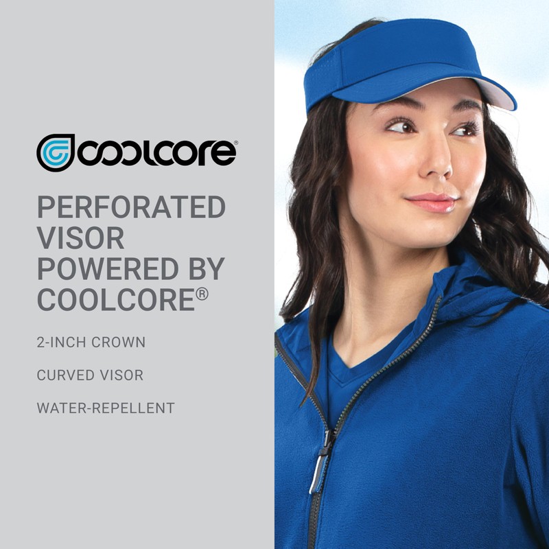 Pacific Headwear Standard Perforated Visor Powered by Coolcore, Navy/Orange