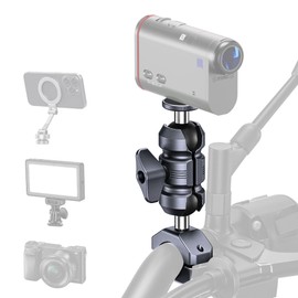 KAPARNER Riding Camera Holder with 1/4" Thread Ball Adapter, Adjustable Dual Socket Arm and Aluminum Handlebar Clamp U-Bolt Base for ATV/Scooter/Bike Handlebar (KCB-2)