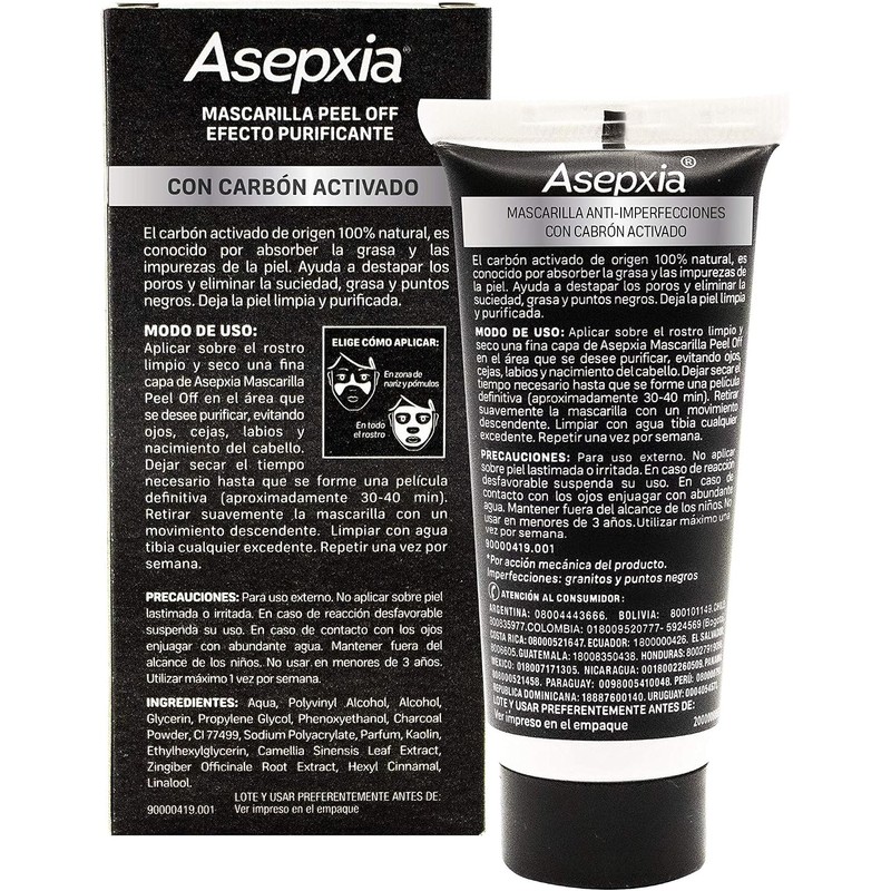 ASEPXIA Carbón Detox Mascarilla Purificante, Remueve puntos negros y exceso