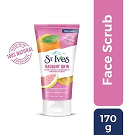 St. Ives Exfoliante facial Radiant Skin para piel opaca, limón rosa y naranja mandarina, exfoliante de lavado facial probado por dermatólogos con exfo