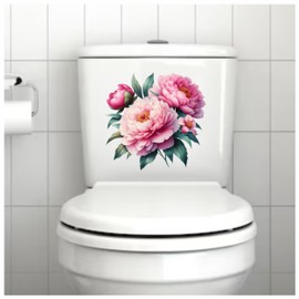 x4 Soft Pink Peony Flower Vinyl Stickers, Vibrant Blackout Waterproof Decals, Multi Purpose 1@ 20cm Tall Ideal for Toilets car or Laptop. 3@ 7cm Tall Ideal for Phone, Cups & Mugs (Pink Soft)