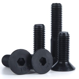 25pcs M6-1.0 X 60mm Flat Head Socket Cap Countersunk Bolts, 10.9 Grade Grade Carbon，Hex Drive Flat Head