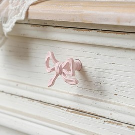LBFEEL Lovely Pink Bow Knots Cabinet Knob Pulls Handles Dresser Knob Cute Bow Drawer Knobs Pulls for Home Deco (4, Pink)