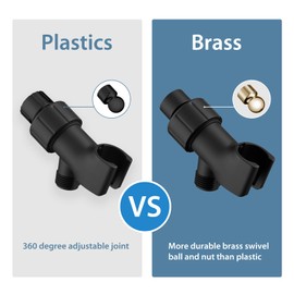 JASYA Handheld Shower Head Holder Black Adjustable Shower Arm Mount for Connecting 1/2 Inch IPS Female Inlet and Male Outlet Showerhead Connector Adapter Shower Bracket 1 Pcs