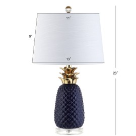 Eyely EYL4019A Milton 23" Ceramic LED Table Lamp for Reading Room, Living Room, Office, Bedroom, Contemporary, Transitional, Navy/Gold