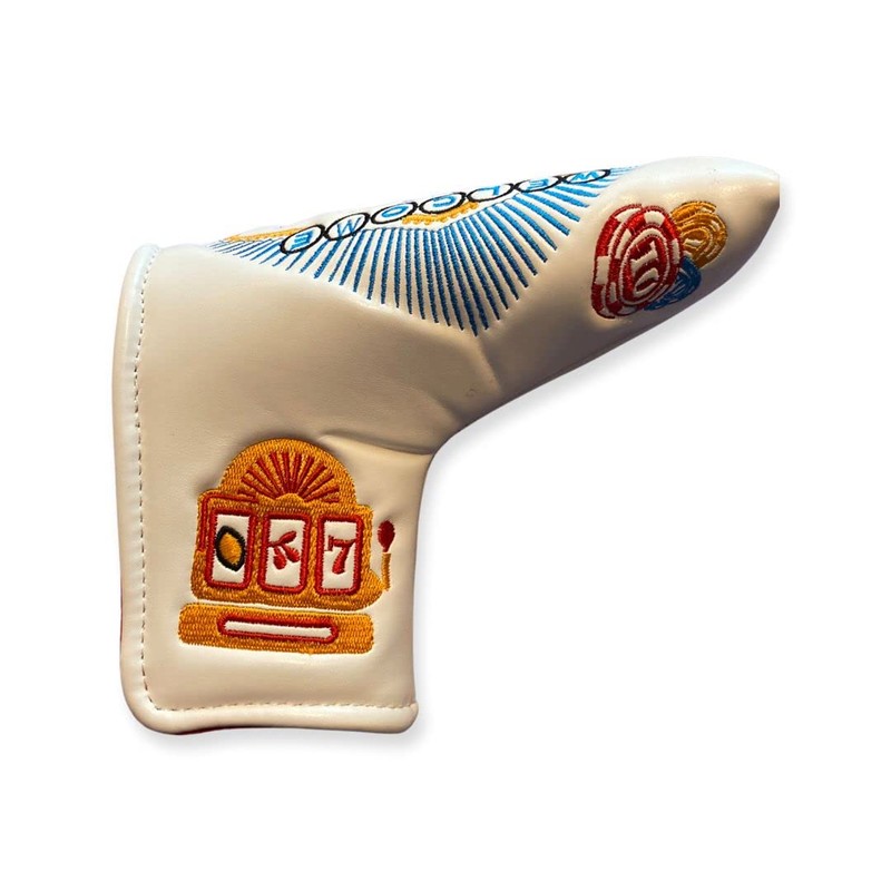 BLADE STYLE GOLF PUTTER HEADCOVER. LAS VEGAS WHITE DESIGN.