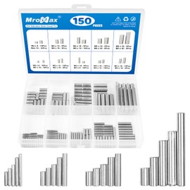 MroMax 150Pcs 304 Stainless Steel Dowel Pins Assortment Kit, 20 Sizes - M2 M3 M4 M5 Shelf Support Peg Pin Rod Fasten Elements Assortment Kit