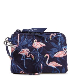 Vera Bradley Cotton Clip & Zip Mini Pouch Wallet, Flamingo Party