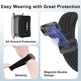 Laband Magnetic Braided Nylon Compatible with Whoop 4.0/Whoop 3.0 Band, Sport Adjustable Strap with Screen Protector Case Cover, 22mm Quick Release Soft Breathable Wristband for Men Women