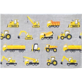 Poowe Construction Trucks Children Educational Learning Area Rug,Alphabet Baby Crawling Mat Non-Slip Childrens Carpet Nursery Play Mat - Ideal Gift for Boys Girls Bedroom Play/Game Room,2.6'×4'