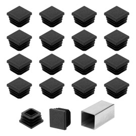sourcing map 1" (25mm) Square Tubing End Caps, 50 Pcs Plastic Hole Plugs Insert End Cap for Metal Tubing Post Chair Leg Table Bookshelves Furniture, Black