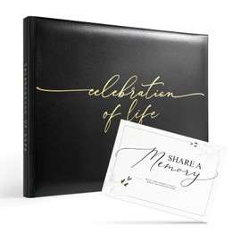 Funeral Guest Book for Celebration of Life, Elegant Black