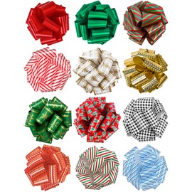 SIMISI RIBBON 12 Pcs Christmas Bows for Gift Wrapping Pull Bows and Ribbon for Presents, Gift Baskets
